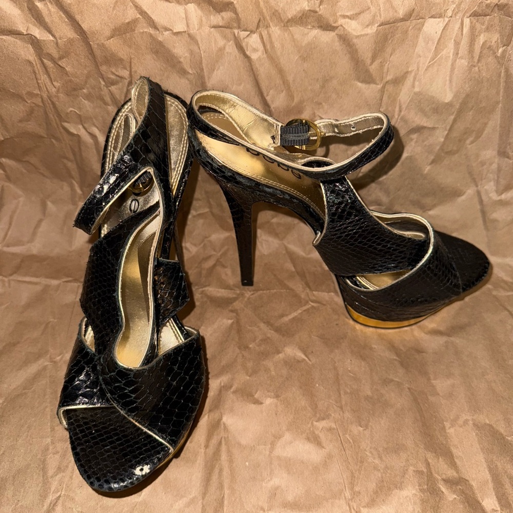 bebe Black Textured Heels